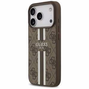 Guess 4G Printed Stripes MagSafe suojakuori iPhone 17 Pro:lle ruskea