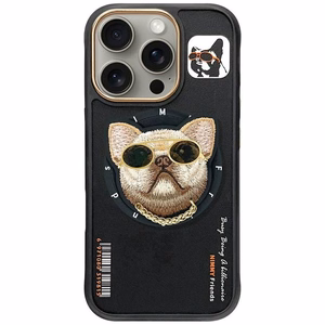 Nimmy Glasses Cool Dog MagSafe Suojakuori iPhone 16 Pro:lle - musta
