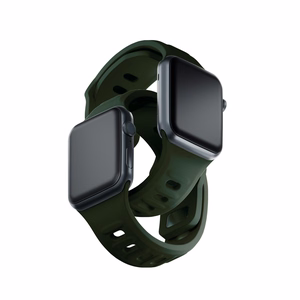 3mk-silikoniranneke Apple Watchille, 42/44/45/46/49 mm, tummanvihreä, suuri koko