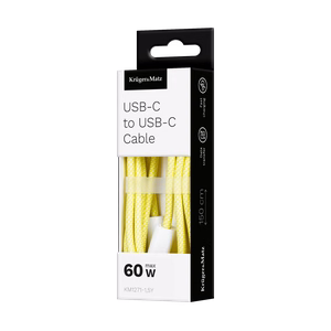 Krüger&Matz Basic USB-C–USB-C-kaapeli, 60 W, 1,5 m, keltainen