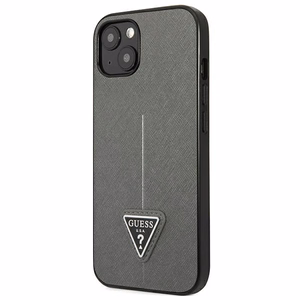 Guess GUHCP13SPSATLG iPhone 13 mini 5,4 "hopea / hopea kovakotelo SaffianoTriangle Logo