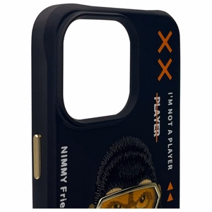 NIMMY Suojakuori COOL&CUTE 2.0 Monkey iPhone 15 Pro:lle - musta