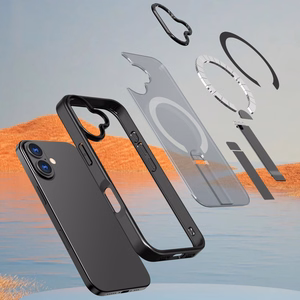 Hybrid Armor X Suojakuori iPhone 17:lle MagSafe-yhteensopivalla jalustalla - musta