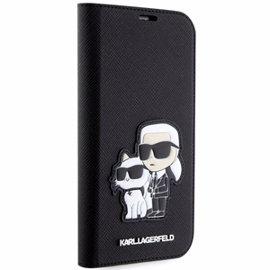 Karl Lagerfeld KLBKP14LSANKCPK iPhone 14 Pro 6.1 kirjakuori musta/musta Saffiano Karl & Choupette