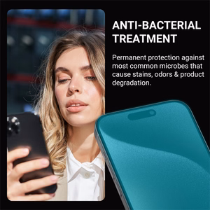 Crong Anti-Bacterial 3D Armour Glass antimikrobinen 9H-karkaistu kokoliimapintainen näytönsuojalasi iPhone 16 Plus / 15 Plus -laitteelle asennuskehyksellä