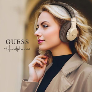 Guess GUBH604GEMW 4G Script Bluetooth langattomat korville asetettavat kuulokkeet – ruskeat