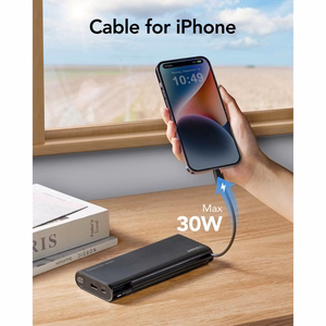 Ulkoinen akku Veger TCE130 (W2503) PD 130W 25000 mAh sisäänrakennetuilla Type C -kaapeleilla / Lightning musta