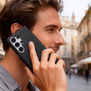 Tech-Protect Wallet -suojakuori Samsung Galaxy S26 Ultra:lle musta ja punainen