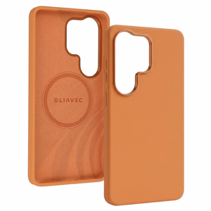 Liavec Silky suojakuori metallisella kamerakehyksellä Samsung Galaxy S26 Ultra -puhelimelle oranssi