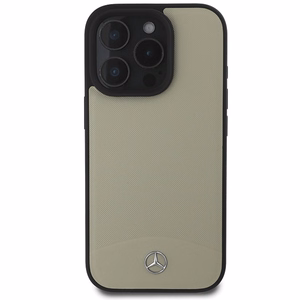 Mercedes MB Textured and Plain Nahkainen MagSafe Suojakuori iPhone 16 Pro Max:lle - Beige