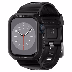 Spigen Rugged Armor Pro -kotelo hihnalla Apple Watch 4 / 5 / 6 / 7 / 8 / SE (44/45 mm) - musta