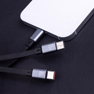 Forever 3in1 kaapeli USB - Lightning + 2x USB-C 1,2 m 100W musta