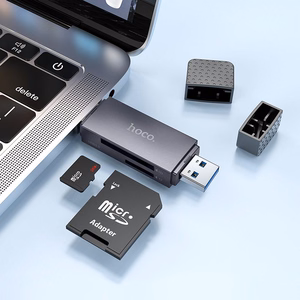 Hoco HB45 Muistikortinlukija USB-C/USB-A 2-in-1 USB2.0 Harmaa