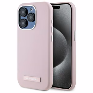 Karl Lagerfeld FW Metal Plate MagSafe Suojakuori iPhone 15 Pro Max:lle - vaaleanpunainen