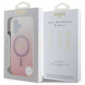 Guess IML Glitter Gradient MagSafe iPhone 16 Suojakuori - Vaaleanpunainen