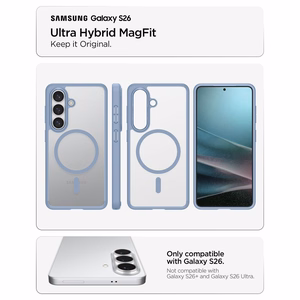 Spigen Ultra Hybrid Mag MagSafe suojakuori Samsung Galaxy S26:lle läpinäkyvä sininen
