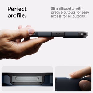 Spigen Tough Armor MagSafe Suojakuori jalustalla iPhone 16 Pro Max:lle - tummanharmaa