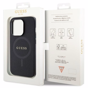 Guess GUHMP14LPSAHMCK Suojakuori iPhone 14 Pro:lle - musta Saffiano MagSafe