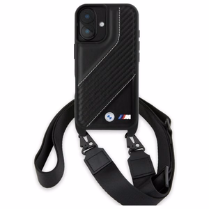 BMW M Edition Carbon Stripe & hihna suojakuori iPhone 16 Plus:lle - musta