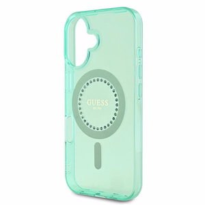 Guess IML Rhinestones MagSafe Suojakuori iPhone 16 Plus:lle - vihreä