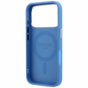 Guess 4G Classic Logo -suojakuori laitteelle iPhone 18 Pro Max / 17 Pro Max, 360° rengastuella, MagSafe-yhteensopiva – sininen