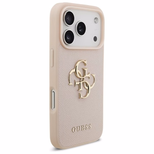 Guess Grained Big 4G & Classic Logo iPhone 17 Pro Suojakuori - vaaleanpunainen