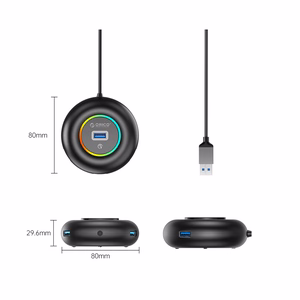 Orico YXR4-U3 RGB USB Hub 4-Port USB-A 3.0 with Audio/Microphone Port 0.3m - Black