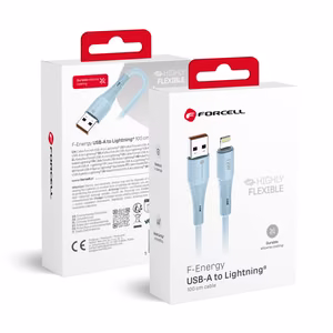 USB A to Lightning cable Forcell F-Energy 2.4A 12W Silicone 1 m C343 blue