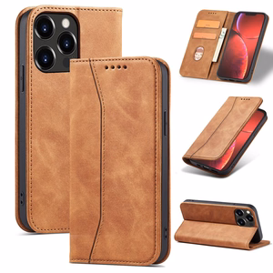 Magneetti Fancy Case Kotelo iPhone 13 Pro Max pussi kortti lompakko kortin haltija Brown