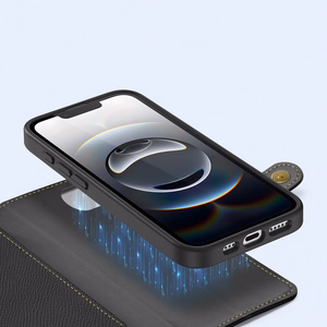 Dux Ducis Lawa Nahkainen Suojakuori iPhone 16e / 17e:lle irrotettavalla magneettisella lompakolla - musta