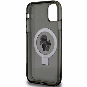 Karl Lagerfeld Ring Stand Karl&Choupette MagSafe suojakuori iPhone 11 / Xr:lle - musta