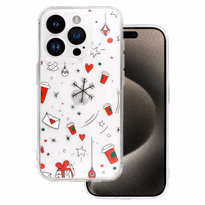 TEL PROTECT Joulu läpinäkyvä Suojakuori iPhone 16 Pro Max:lle Design 3