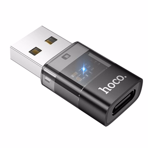 Hoco UA36C sovitin USB A - USB C läpinäkyvä musta