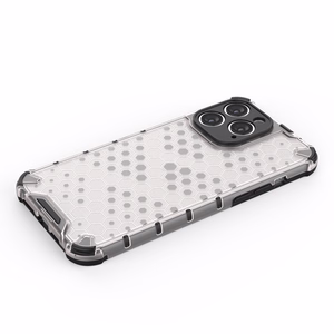 Honeycomb tapauksessa iPhone 14 Pro panssaroitu hybridi suojus musta
