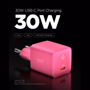Spigen Essential EE301EU 1-liitäntäinen 30 W verkkolaite – vaaleanpunainen