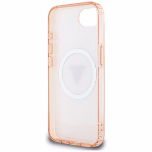 Guess IML Metal Glitter 4G Circle Triangle MagSafe case for iPhone 16e - pink