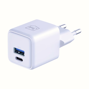 Valkoinen 3mk Hyper GaN -seinälaturi, 20 W, QC4+/PD/PPS, USB 1A1C, EU