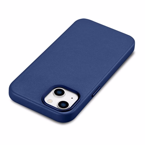 iCarer Case Nahkakotelo iPhone 14 Plus -puhelimelle aito nahkakotelo sininen (yhteensopiva MagSafe)