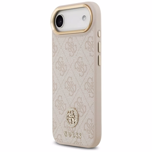 GUESS 4G Strass Logo & Big Strap Metal Buttons MagSafe Suojakuori iPhone 17 Airille - vaaleanpunainen
