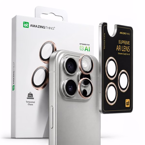 AmazingThing AR Aluminum 3 Lens Glass Kameran Linssin Kehyksellä iPhone 16 Pro / 16 Pro Max:lle - Rose Gold