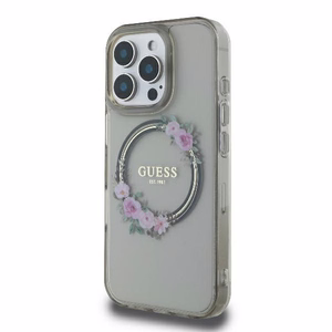 Guess GUHMP16XHFWFCK iPhone 16 Pro Max 6.9" musta/musta kovakuori IML Flowers Wreath MagSafe