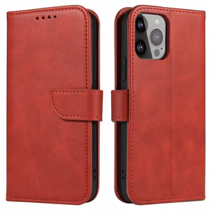 Lompakko-Suojakuori jalustalla iPhone 15 Pro Max:lle Magnet Case - punainen