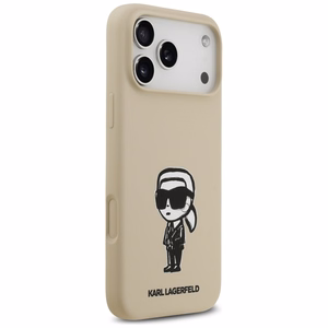 KARL LAGERFELD suojakuori iPhone 17 Pro Max MagSafe-yhteensopiva (silikoni KL-luonnoksella ja logolla) - ruskea