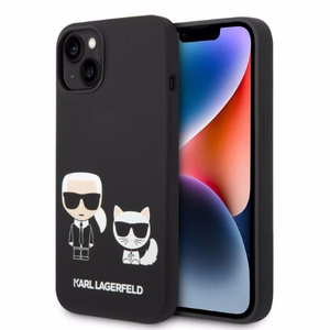 Karl Lagerfeld KLHMP14MSSKCK iPhone 14 Plus 6.7 kovakuori musta / musta Liquid Silicone Karl & Choupette Magsafe