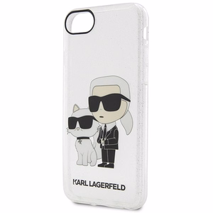 Karl Lagerfeld KLHCI8HNKCTGT läpinäkyvä kova suojakuori iPhone 7/8/ SE 2020 / SE 2022 Glitter Karl&Choupette