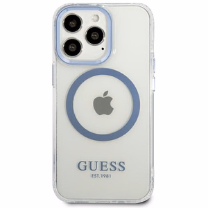 Guess GUHMP13LHTRMB iPhone 13 Pro / 13 6.1" sininen kovakuori Metal Outline MagSafe