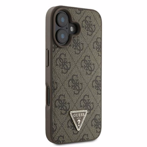 Guess Leather 4G Triangle Strass MagSafe kotelo iPhone 16 - ruskea