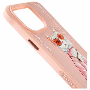 NIMMY Suojakuori GLASSES COOL CAT iPhone 15 Pro Max:lle vaaleanpunainen