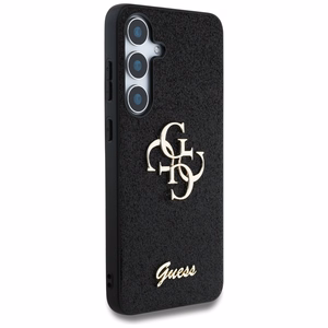 GUESS Fixed Glitter Big 4G Metal Logo Suojakuori Samsung Galaxy S25 Musta