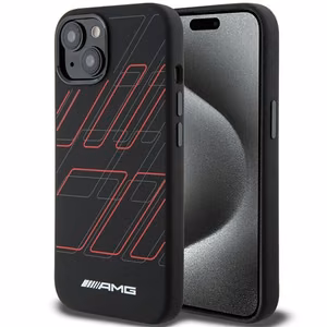 AMG Silicone Large Rhombuses Pattern MagSafe suojakuori iPhone 15/14/13:lle - musta